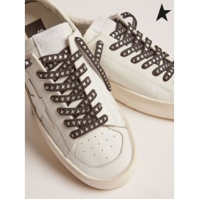 Altın Kaz gümüş yıldızlı siyah bağcıklar siyah gümüş