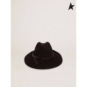 Askılı siyah altın Kaz siyahı fötr şapka