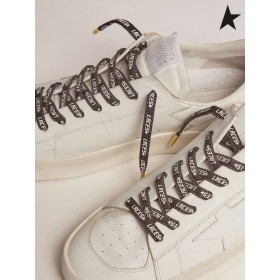 Golden Goose denim laces with white laces print white