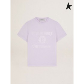 Golden Goose Lavender Journey collection T-shirt with white Golden Goose University print lavender