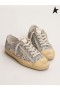 Golden Goose V-Star LTD zapatillas en el brillo de plata con hielo-gamuza gris estrella de plata gris gris gris