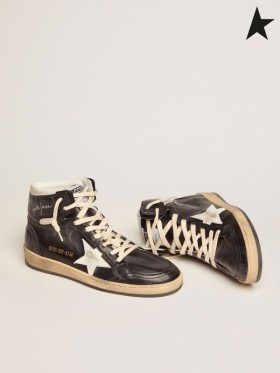 Golden Goose Cielo de Estrellas zapatillas en cuero nappa negro con blanco nappa cuero estrellas negro blanco rojo crema