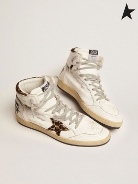 Golden Goose Cielo de Estrellas de alta-top sneakers en print de leopardo pony blanco de la piel