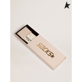 Golden Goose Angustiado-acabado calcetines blancos con lila y azul bebé rayas blancas