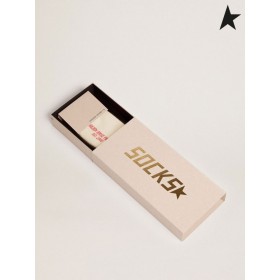 Golden Goose Angustiado-acabado calcetines blancos con verde y naranja rayas blancas