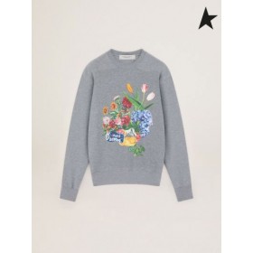 El Ganso de oro Gris de Viaje de la colección de Archibald sudadera con colorido collage de estilo de impresión gris