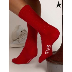 Golden Goose Red Star collection socks with contrasting 3D stars and logo red