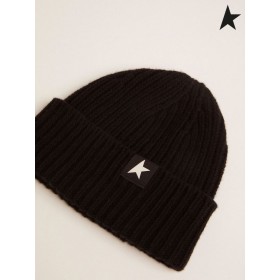 Golden Goose lana Negra Damian Estrella de la colección de beret con el contraste de white star negro