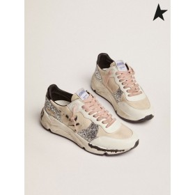 Golden Goose Zapatillas de Suela de las zapatillas de deporte con la crema de la parte superior de lona y zebra-print pony piel de estrella de color blanco crema plata