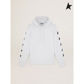 Golden Goose Alighiero Estrella de la colección de sudadera con capucha vintage en blanco con el contraste de las estrellas negras blanca