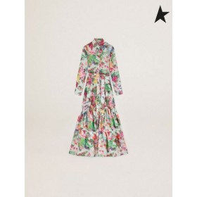 Ganso de oro de Viaje de la colección de Dalma camisa de vestido multicolor estampado tropical verde