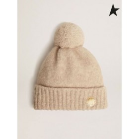 Golden Goose Beige wool Journey collection Didi beret with pompom Beige