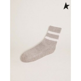 El Ganso de oro Gris de calcetines con lurex tejido acanalado, rayas de contraste y logotipo gris