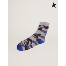 El Ganso de oro de Camuflaje-imprimir calcetines con la luz gris lurex inserta y en el real detalles de azul marrón camuflaje gris