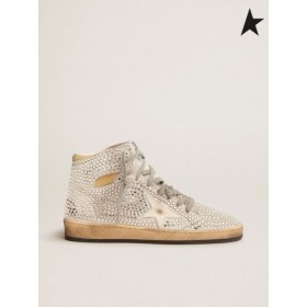 Golden Goose Cielo de Estrellas zapatillas en blanco óptico de gamuza con más de cristales en blanco y cuero nappa estrella blanco rojo plata