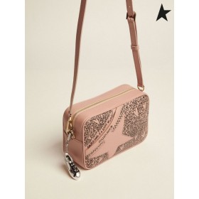 El Ganso de oro de Desnudos de la Estrella Bolsa hecha de cuero martillado con amor-temas de diseño rojo Negro color oro