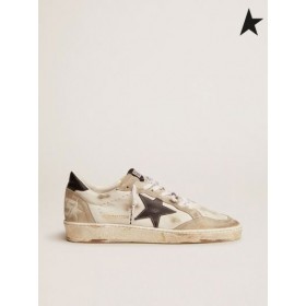 El Ganso de oro de la Bola de Estrellas zapatillas de deporte de cuero blanco y el hielo-ante de color gris con negro de cuero detalle blanco