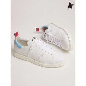 El Ganso de oro Blanco de Arranque LTD zapatillas de deporte con la luz azul de la ficha de talón blanco luz azul