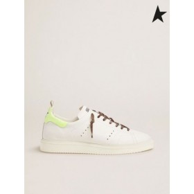 El Ganso de oro Blanco de Arranque LTD zapatillas de deporte con fluorescente amarillo ficha de talón