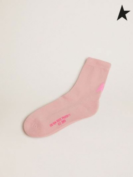 Golden Goose Pink cotton socks with glittery pink star brown pink pink fuchsia