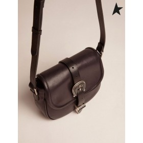 أوزة ذهبية صغيرة من الجلد الأسود روديو حقيبة أسود