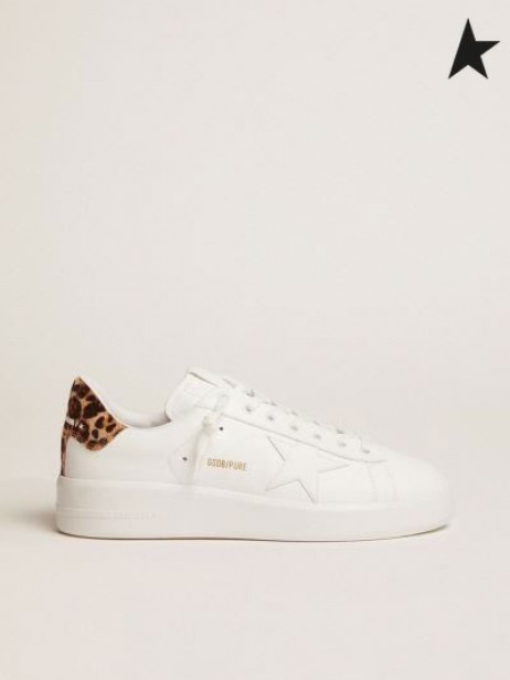 Zlatá Husa Purestar tenisky s leopardím vzorem, podpatek záložka bílá leopard
