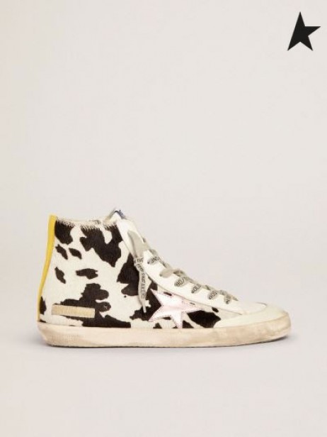 Zlatá Husa Francy Penstar tenisky v cow-print kůže poníka s růžovou-laminované usně star black white