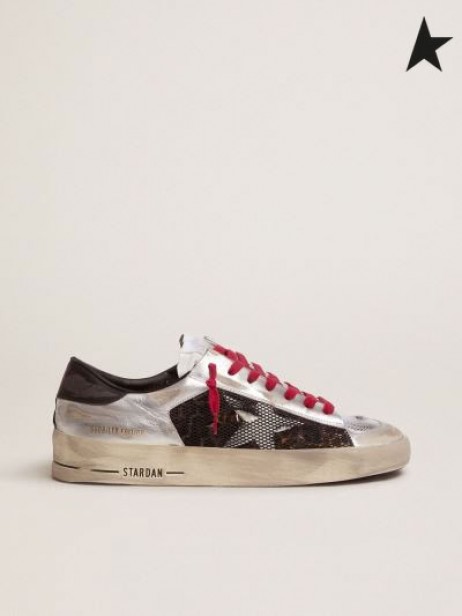Zlatá Husa Limited Edition LAB silver a zvíře-print Stardan tenisky červené