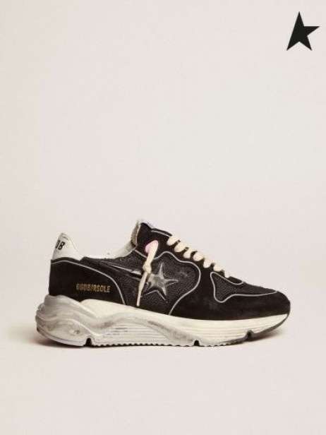 Zlatá Husa Běžecké Boty Podešev tenisky s černými oky a semiše horní a 3D hvězda černá bílá