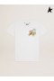 Golden Goose White Journey collection T-shirt with multicolored stamp print white