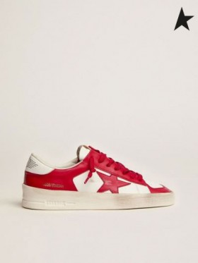 Zlatá Husa Stardan tenisky v bílé a červené kůže bílá červená červená