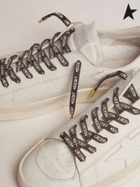 Zlatá Husa džínové tkaničky bílé tkaničky print bílá