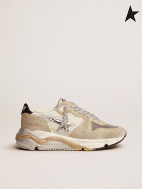 Zlatá Husa Jediným LTD tenisky v bílé barvě snake-print kůže a semiše s mesh vložka