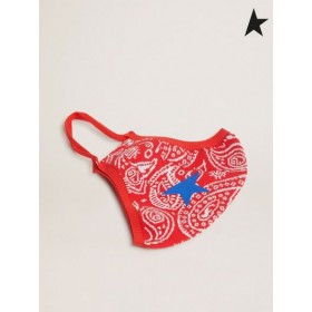 Zlatá Husa Bandana print Zlatá maska na obličej s blue star hnědá červená modrá