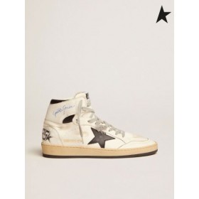 Zlatá Husa Oblohy-Star tenisky s podpisem na kotník a černé kožené vložky bílý