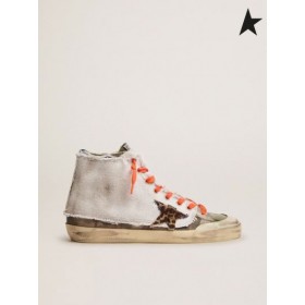 Zlatá Husa Francy Penstar LABORATOŘE tenisky s kamufláž tisku a překrývá bílé plátno kamufláž bílá leopard