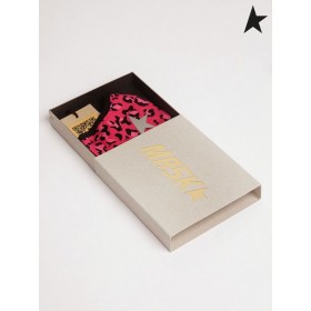 Zlatá Husa Fuchsia leopard-print Zlatá maska na obličej s silver star fuchsia růžová černá
