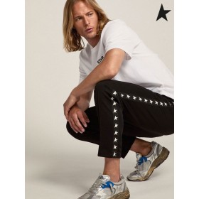 Golden Goose Černá Doro Hvězdičkový sbírka jogging kalhoty s bílými hvězdami na bocích černé