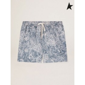 Zlatá Husa Elvis Golden Resort Capsule collection boxerky v vintage modré barvě s kontrastní bílou toile de jouy print modrá