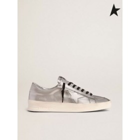 Zlatá Husa Stardan tenisky ve stříbrné laminované usně stříbrná