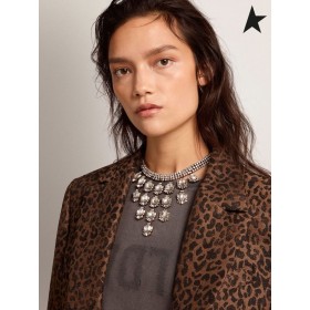 Zlatá Husa Deco Jewelmates kolekce náhrdelník v staré zlaté barvy s bagetou ve tvaru drop krystaly zlaté barvy