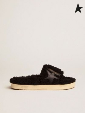 Golden Goose Poolstars Sneakers i sort shearling med stjerne-i-tone-on-tone læder sort sort