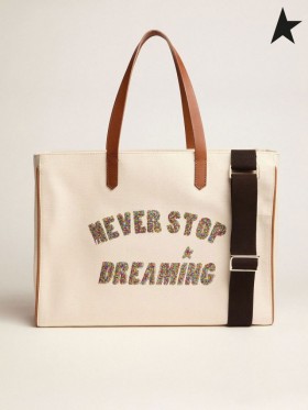 Golden Goose Californien Øst-Vest, og Aldrig Stoppe med at Drømme glitter taske brown