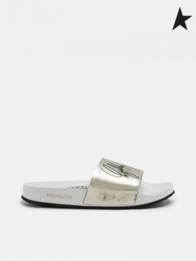 Golden Goose hvid Poolstars sneakers med guld remmen guld farve sort