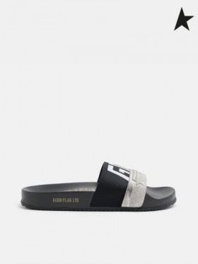 Golden Goose black Poolstars sneakers with two-colour strap and logo black white black