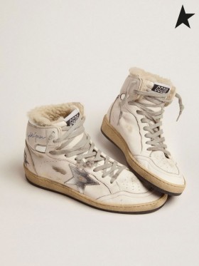 Golden Goose Sky-Star sneakers med underskrift på anklen, og shearling foring hvid