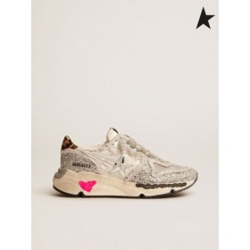 Golden Goose løbesko Eneste sneakers i nylon og sølv glimmer med leopard-print pony hud hæl fanen sølv leopard