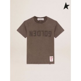 Golden Goose Golden samling T-shirt i grøn med en nødlidende behandling Oliven grøn