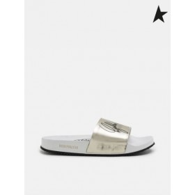 Golden Goose hvid Poolstars sneakers med guld remmen guld farve sort