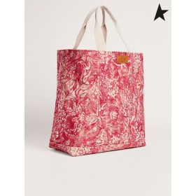 Golden Goose Golden Resort kollektion lærred Ocean taske i vintage red med kontrasterende hvide toile de jouy-print-rød